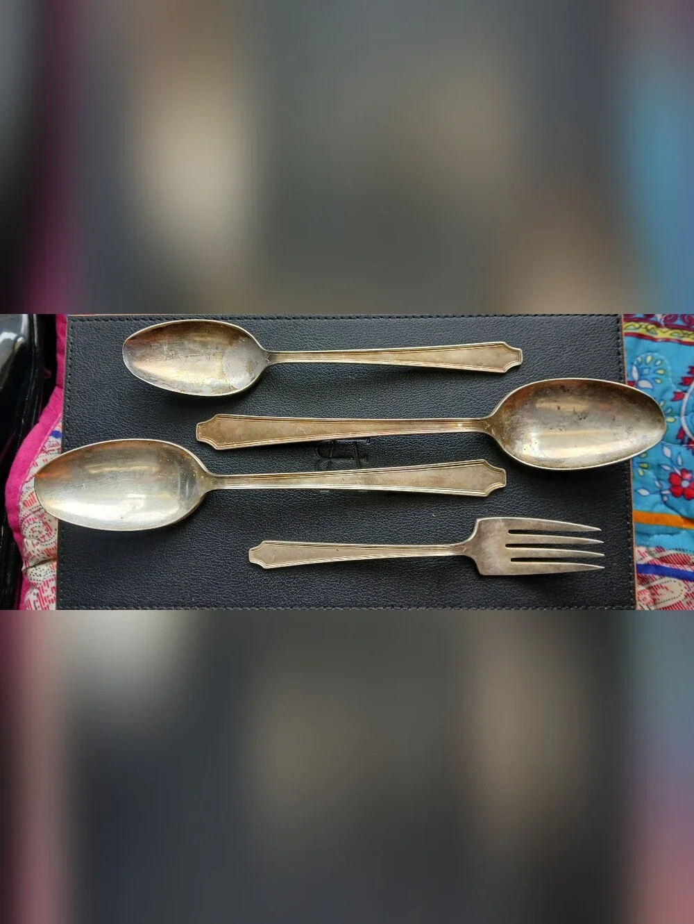 Vintage 1847 Rogers Bros Silver-Tone Flatware Serving Spoons and Fork